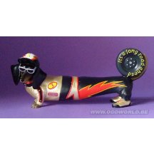 Hot Diggity Race Car Driver Tekkel Hond Beeld