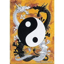 Tribal Ying Yang-dragons Textiel Poster Vlag